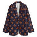 Orange Bullseye Target Pattern Print Women's Cotton Blazer