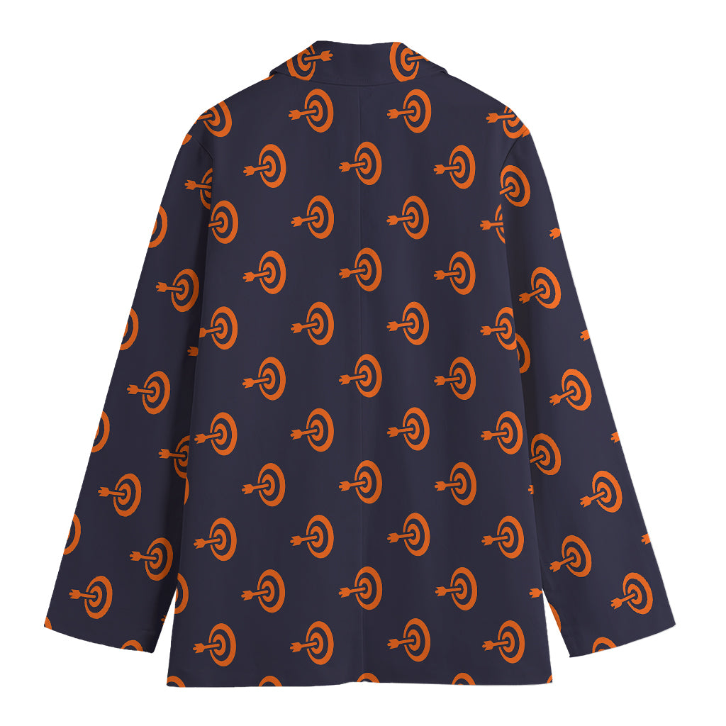 Orange Bullseye Target Pattern Print Women's Cotton Blazer