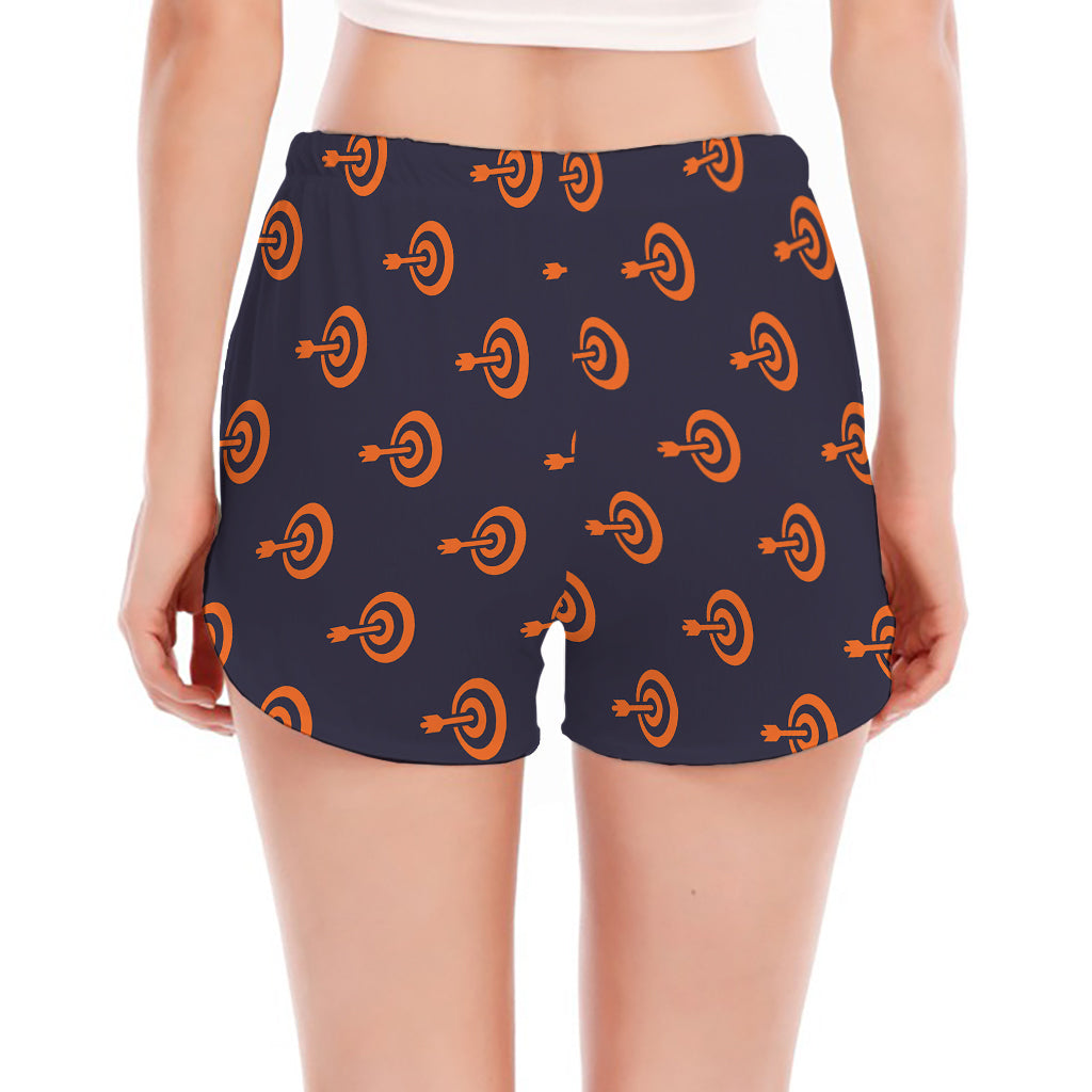 Orange Bullseye Target Pattern Print Women's Split Running Shorts