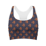 Orange Bullseye Target Pattern Print Women's Sports Bra