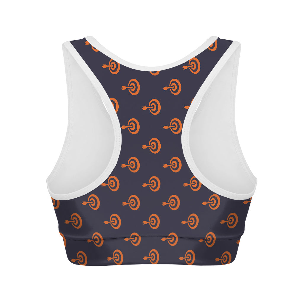 Orange Bullseye Target Pattern Print Women's Sports Bra