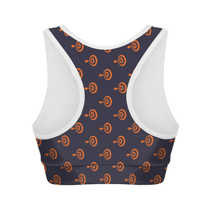 Orange Bullseye Target Pattern Print Women's Sports Bra