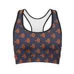 Orange Bullseye Target Pattern Print Women's Sports Bra