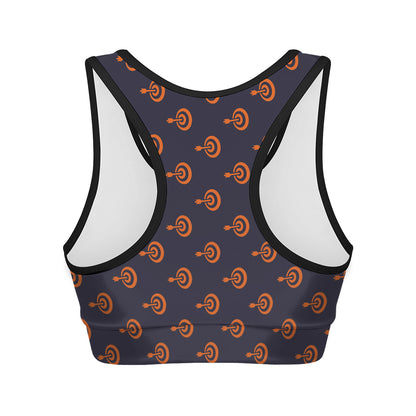 Orange Bullseye Target Pattern Print Women's Sports Bra