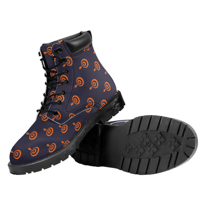 Orange Bullseye Target Pattern Print Work Boots