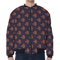 Orange Bullseye Target Pattern Print Zip Sleeve Bomber Jacket