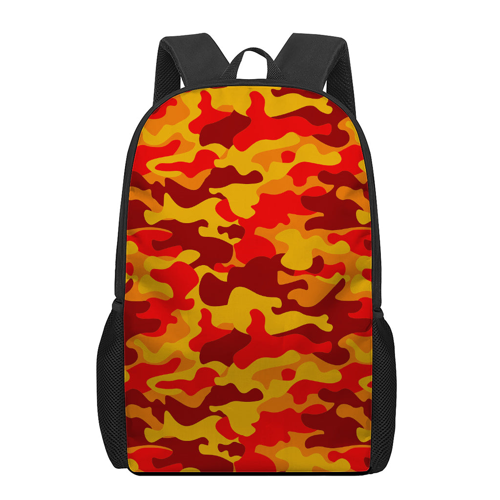Orange Camouflage Print 17 Inch Backpack