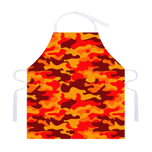 Orange Camouflage Print Adjustable Apron