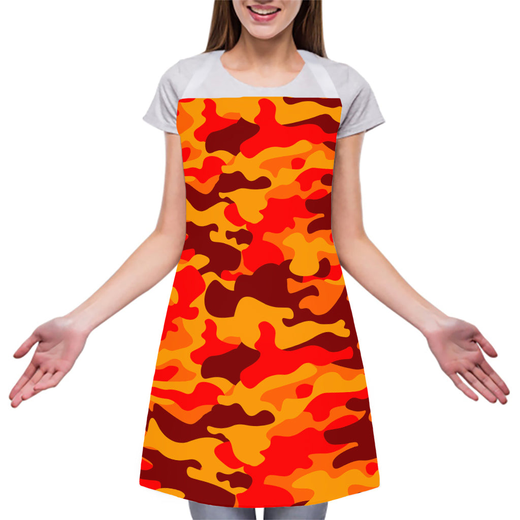 Orange Camouflage Print Adjustable Apron