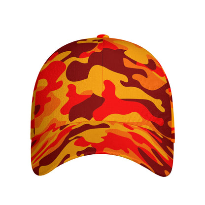 Orange Camouflage Print Baseball Cap