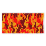 Orange Camouflage Print Beach Towel