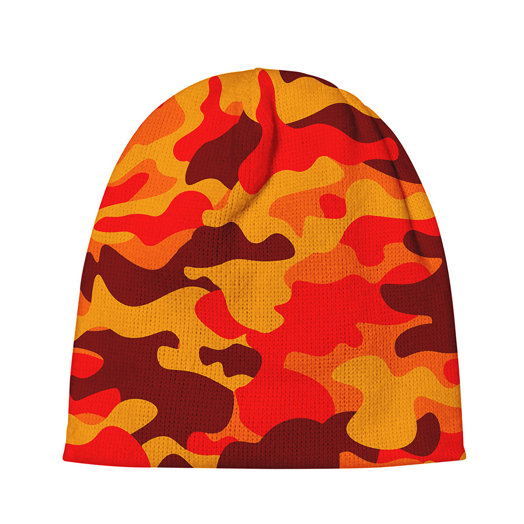 Orange Camouflage Print Beanie