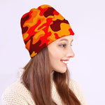 Orange Camouflage Print Beanie
