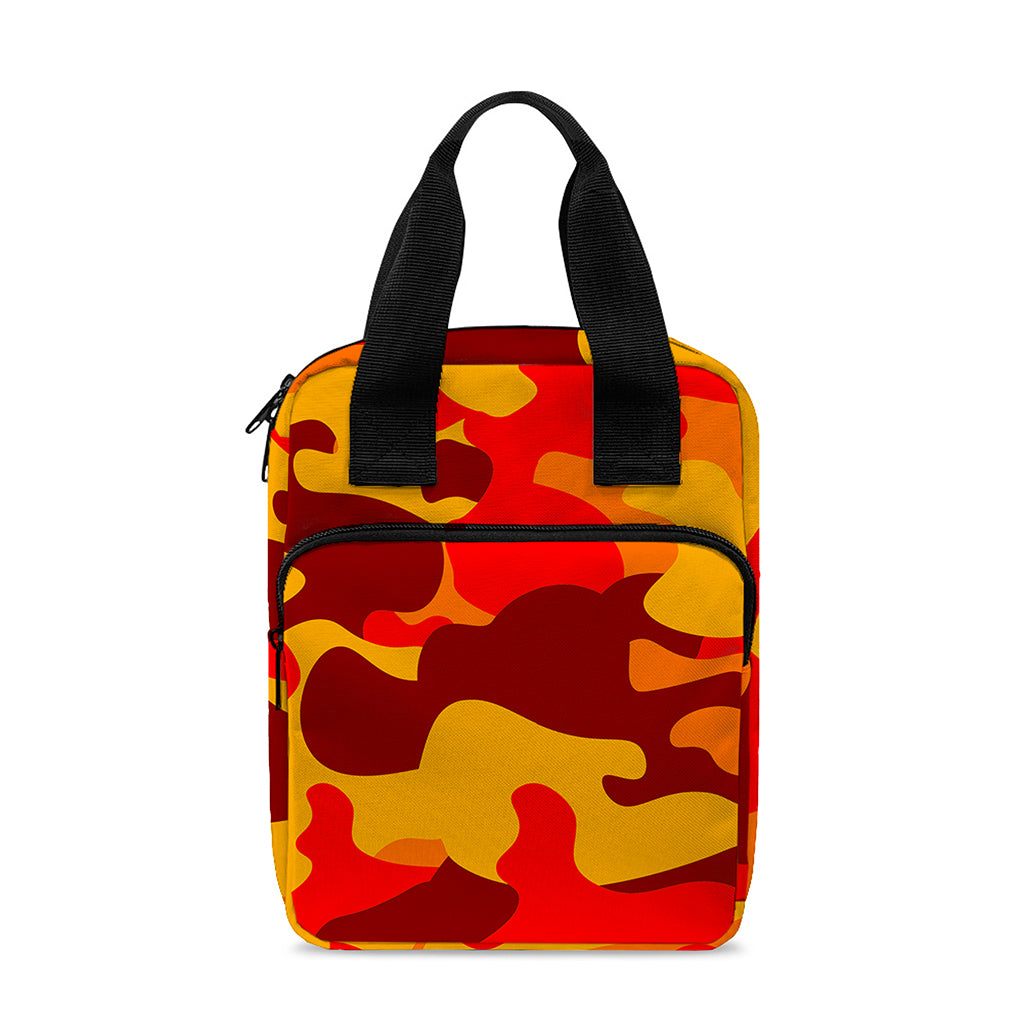 Orange Camouflage Print Bible Tote Bag