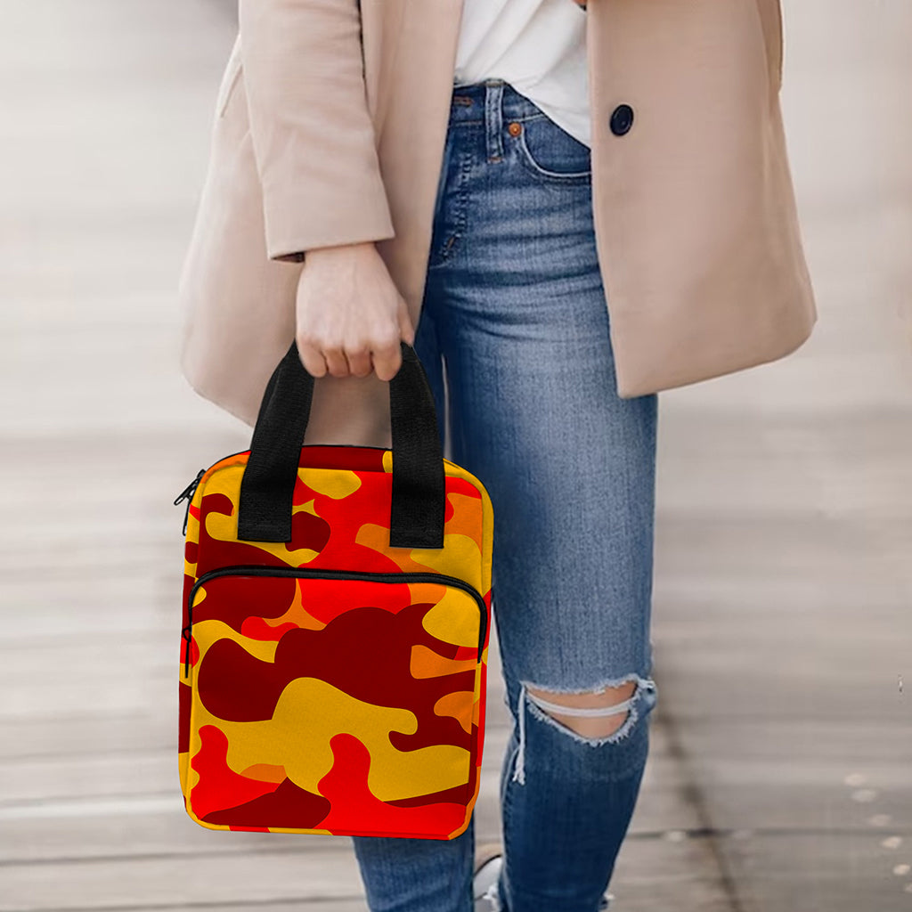 Orange Camouflage Print Bible Tote Bag