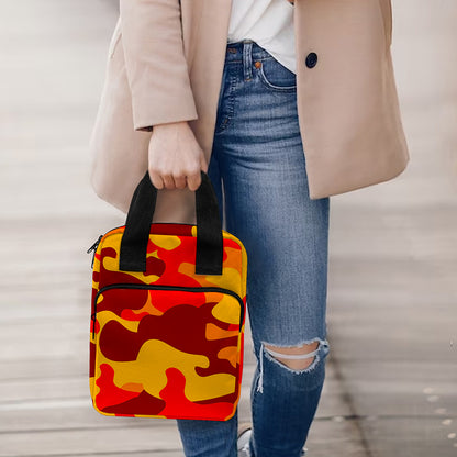 Orange Camouflage Print Bible Tote Bag