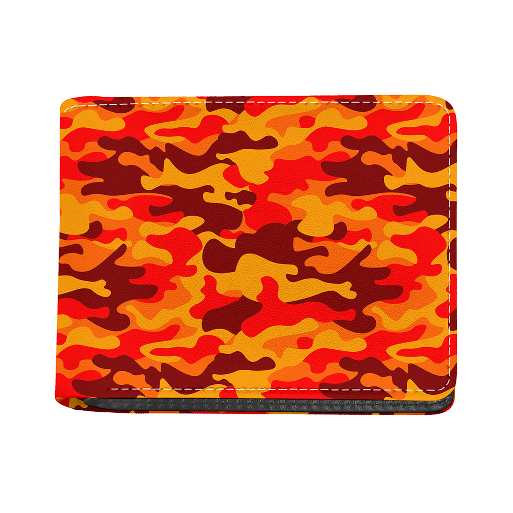 Orange Camouflage Print Bifold Wallet