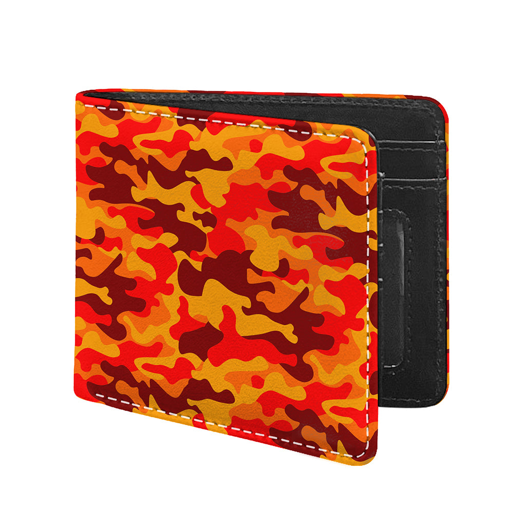 Orange Camouflage Print Bifold Wallet