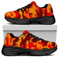 Orange Camouflage Print Black Chunky Shoes
