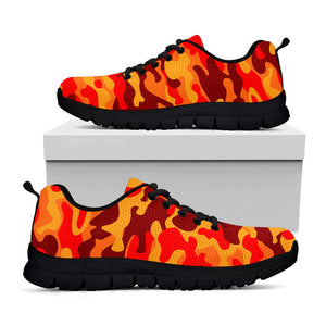 Orange Camouflage Print Black Running Shoes