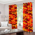 Orange Camouflage Print Dimout Grommet Curtains