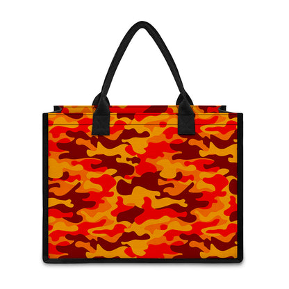 Orange Camouflage Print Canvas Tote Bag