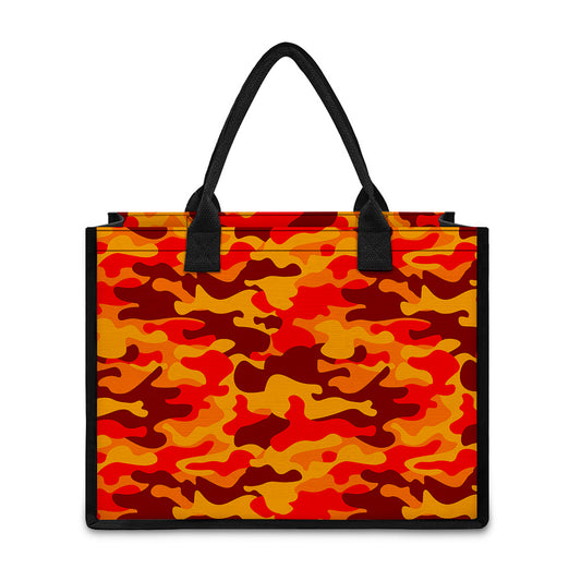 Orange Camouflage Print Canvas Tote Bag