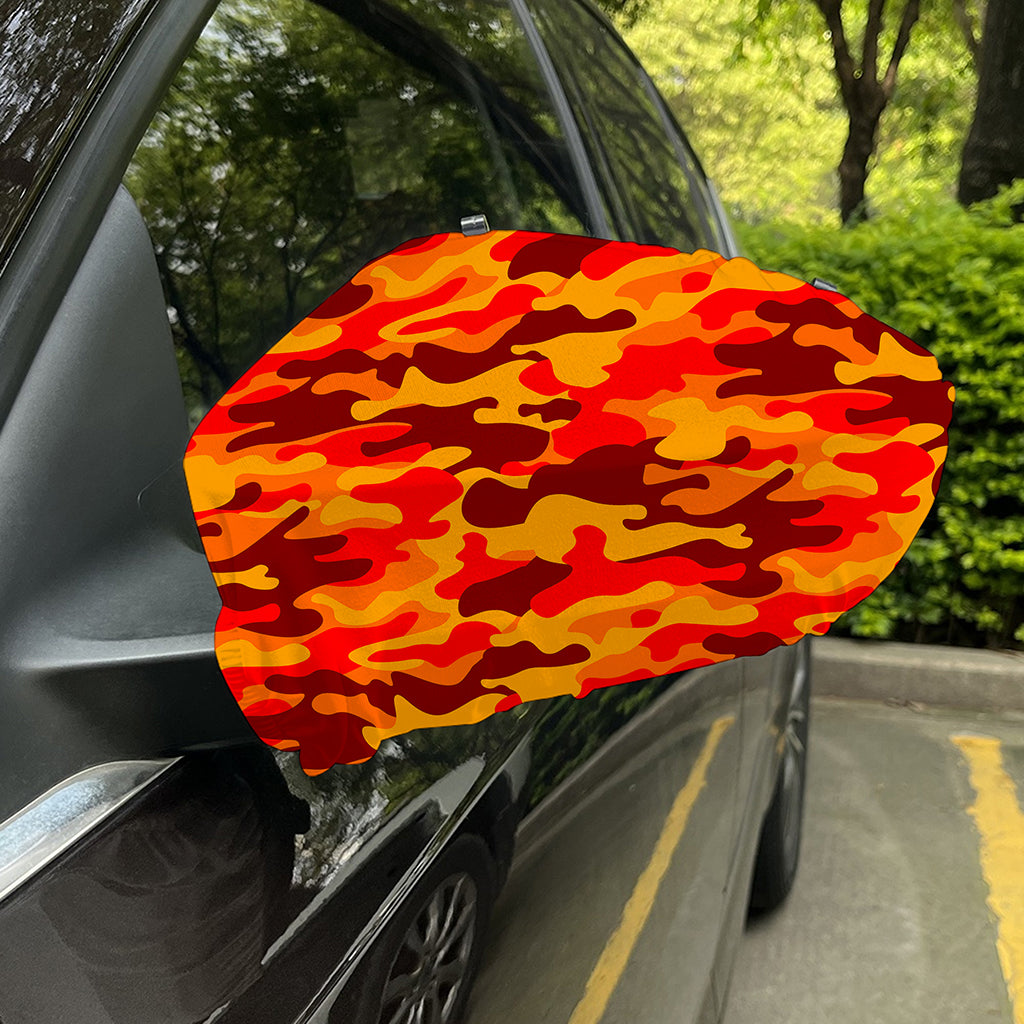 Orange Camouflage Print Car Side Mirror Covers