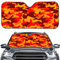 Orange Camouflage Print Car Windshield Sun Shade