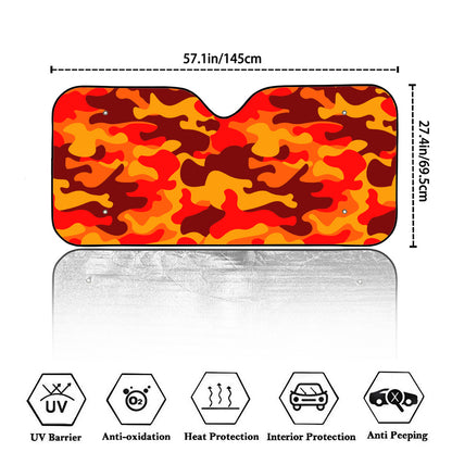 Orange Camouflage Print Car Windshield Sun Shade