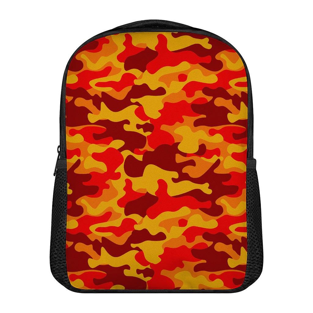 Orange Camouflage Print Casual Backpack