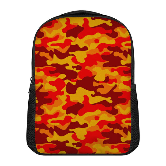 Orange Camouflage Print Casual Backpack