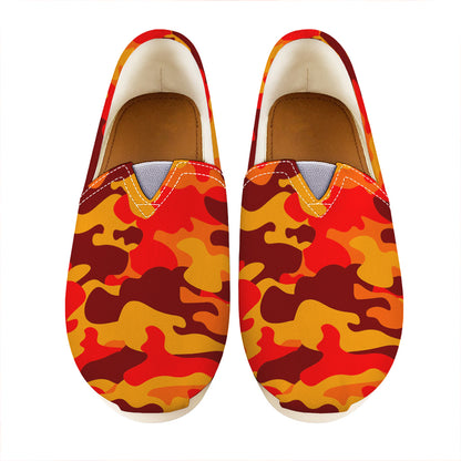 Orange Camouflage Print Casual Shoes