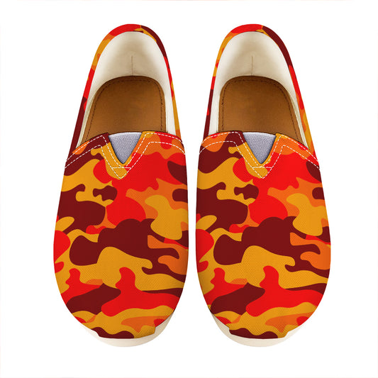 Orange Camouflage Print Casual Shoes