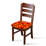 Orange Camouflage Print Chair Cushion Cover