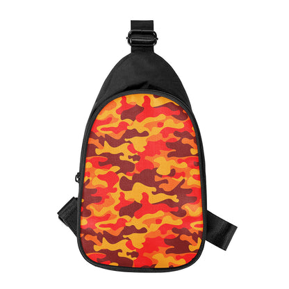 Orange Camouflage Print Chest Bag