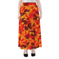 Orange Camouflage Print Chiffon Maxi Skirt
