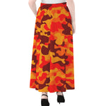 Orange Camouflage Print Chiffon Maxi Skirt