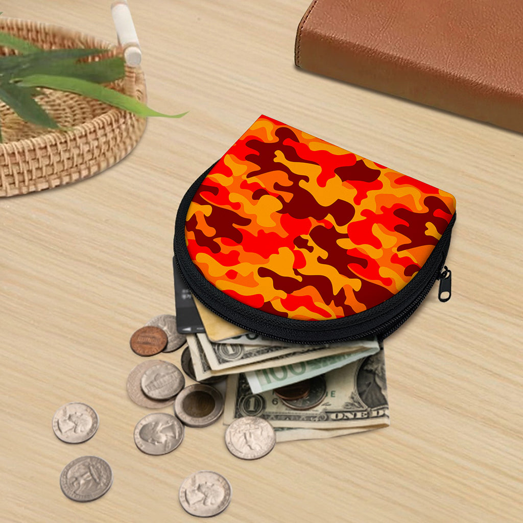 Orange Camouflage Print Coin Purse