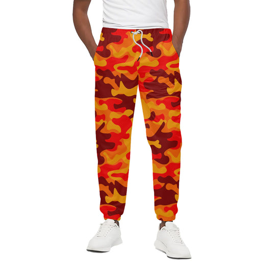 Orange Camouflage Print Cotton Pants