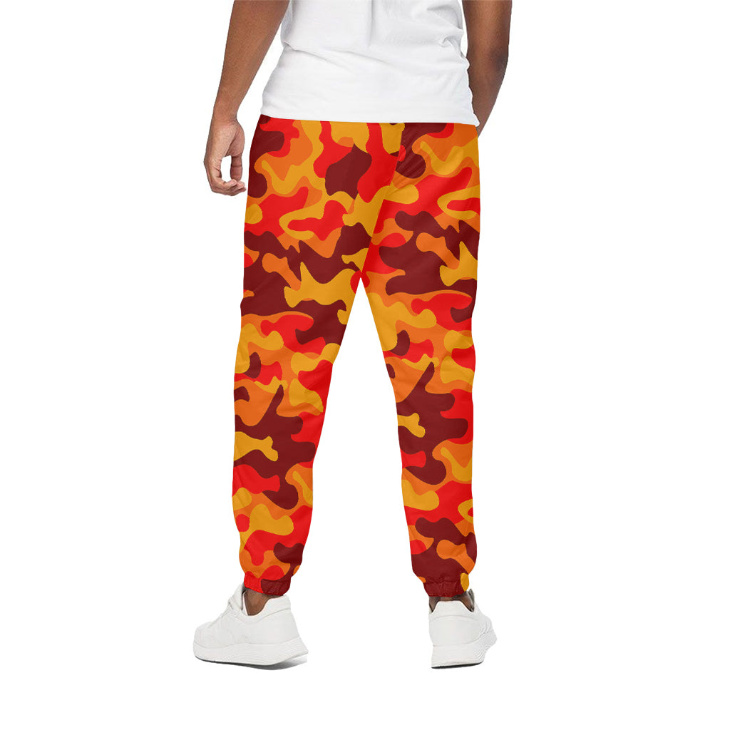 Orange Camouflage Print Cotton Pants