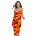 Orange Camouflage Print Cross Back Cami Dress