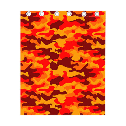 Orange Camouflage Print Curtain