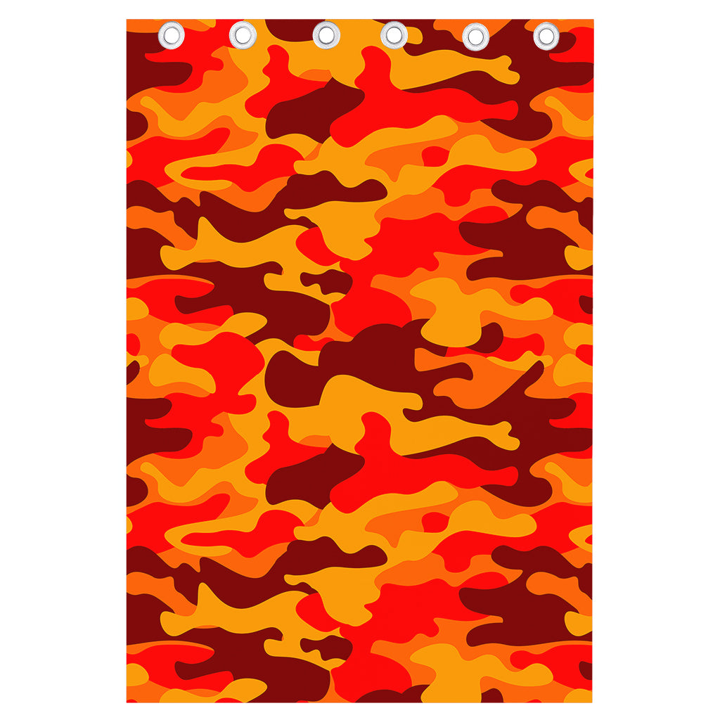 Orange Camouflage Print Curtain