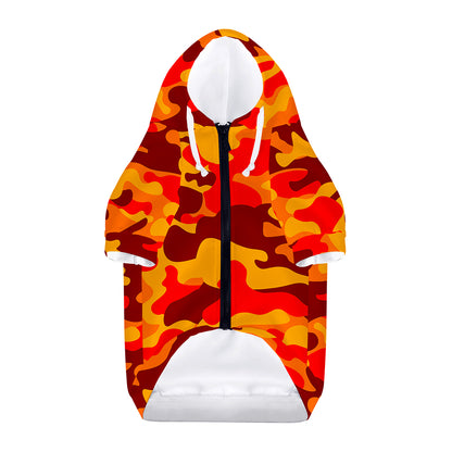 Orange Camouflage Print Dog Zip Up Hoodie