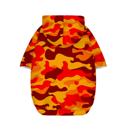 Orange Camouflage Print Dog Zip Up Hoodie