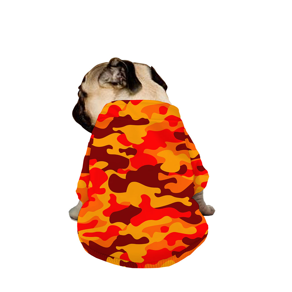 Orange Camouflage Print Dog Zip Up Jacket