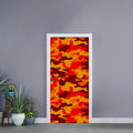 Orange Camouflage Print Door Sticker