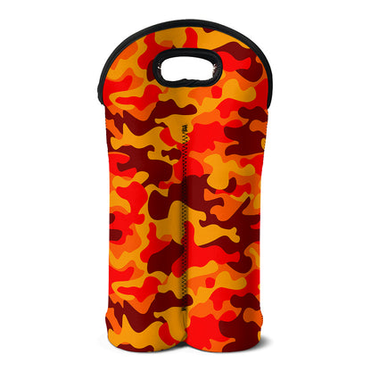 Orange Camouflage Print Double Neoprene Wine Tote