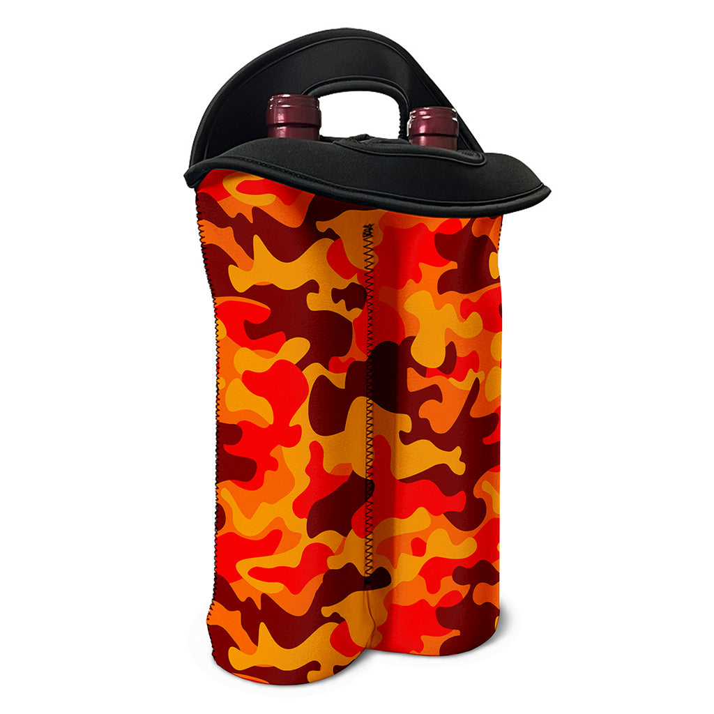 Orange Camouflage Print Double Neoprene Wine Tote